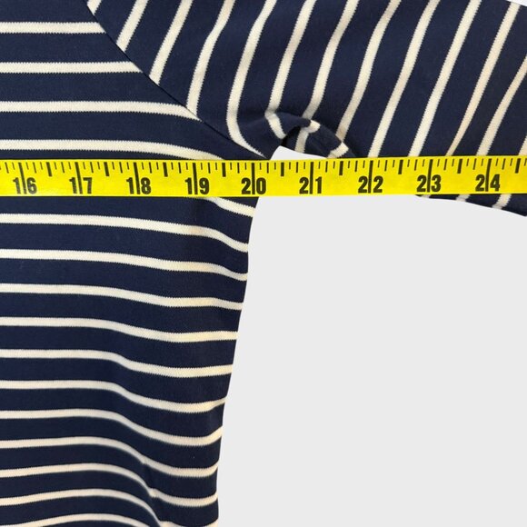 LL Bean Striped Pima Cotton Long-Sleeve Boatneck Top Blue & White Women's Large - Picture 9 of 10